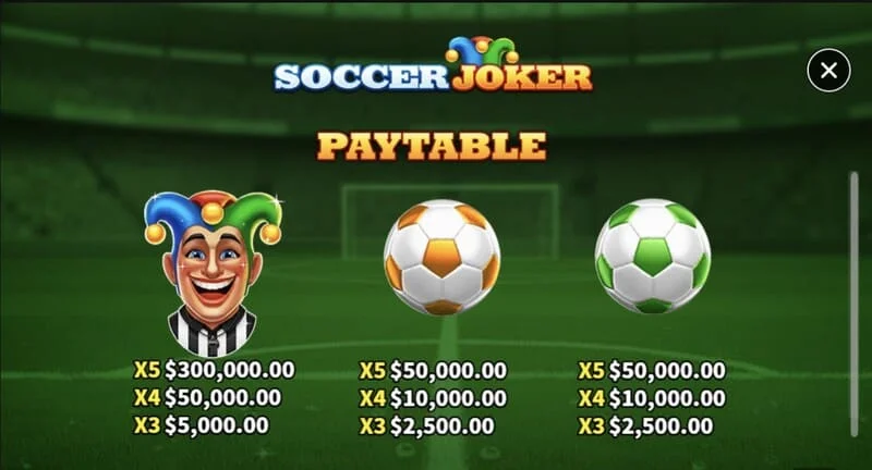 Soccer Joker - paytable, halaman pertama